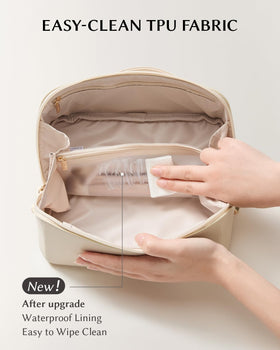 Détails de la fermeture à double zip de la trousse de maquillage EACHY