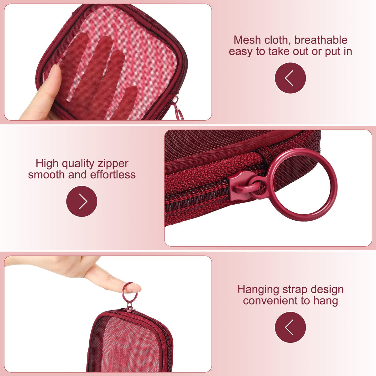 Détails de la fermeture éclair de la trousse de maquillage Weewooday