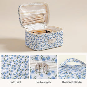 Détails de la fermeture éclair dorée de la trousse de maquillage HBselect