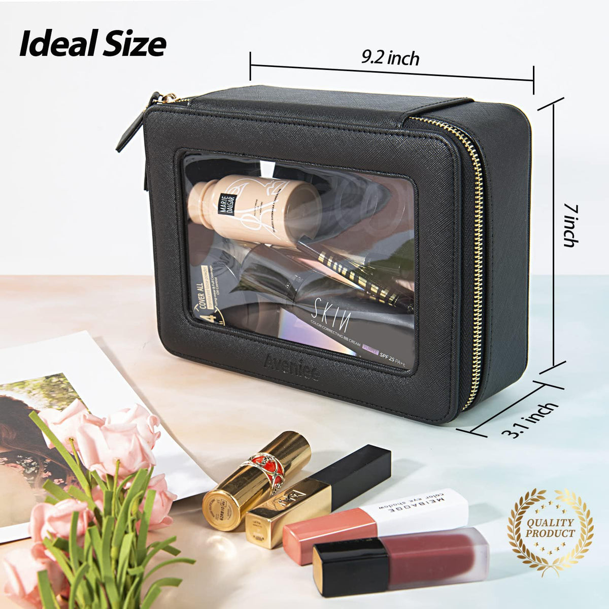 Détails de la fermeture éclair en métal de la trousse Aveniee