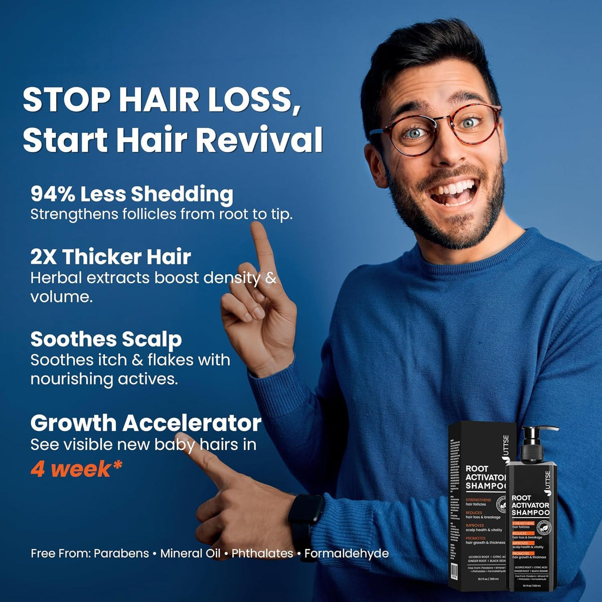 Détails de la formule douce du shampooing Uttse