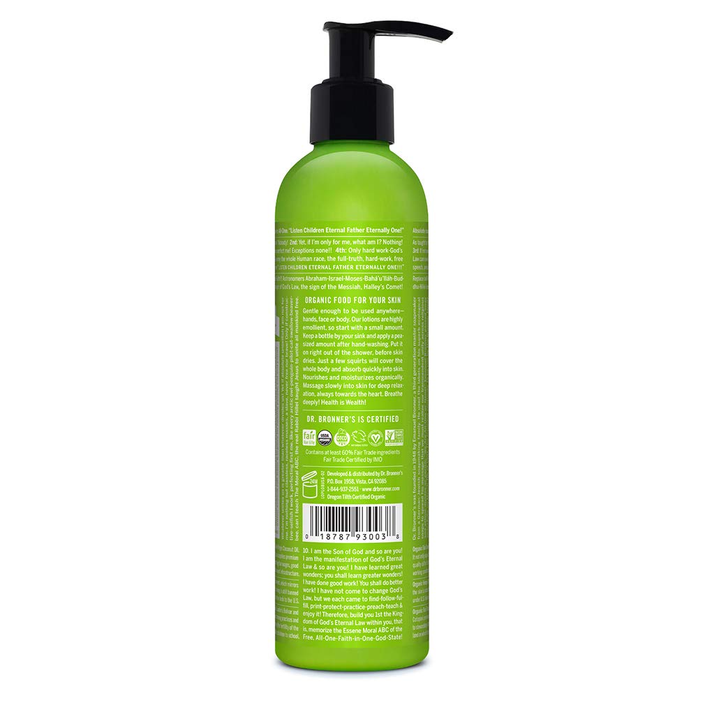 Détails de la lotion Dr. Bronner's avec son bouchon