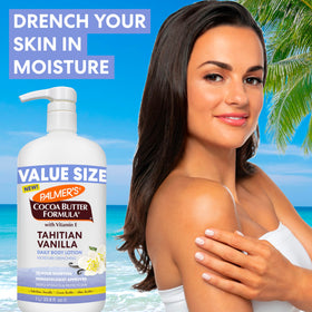 Détails de la lotion Palmer's Vanille Tahitienne sur une surface lisse