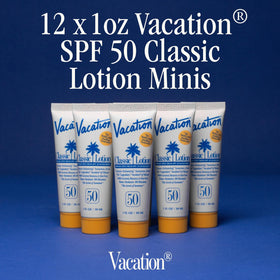 Détails de la mini crème solaire VACATION avec échantillons