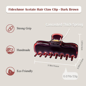 Détails de la pince à cheveux FidesAmor en acétate, couleur marron