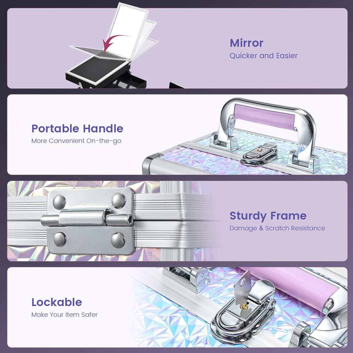 Détails de la surface étincelante de la trousse Joligrace