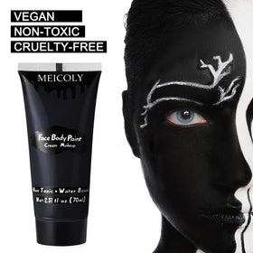 Détails de la texture crémeuse de la peinture corporelle noire MEICOLY