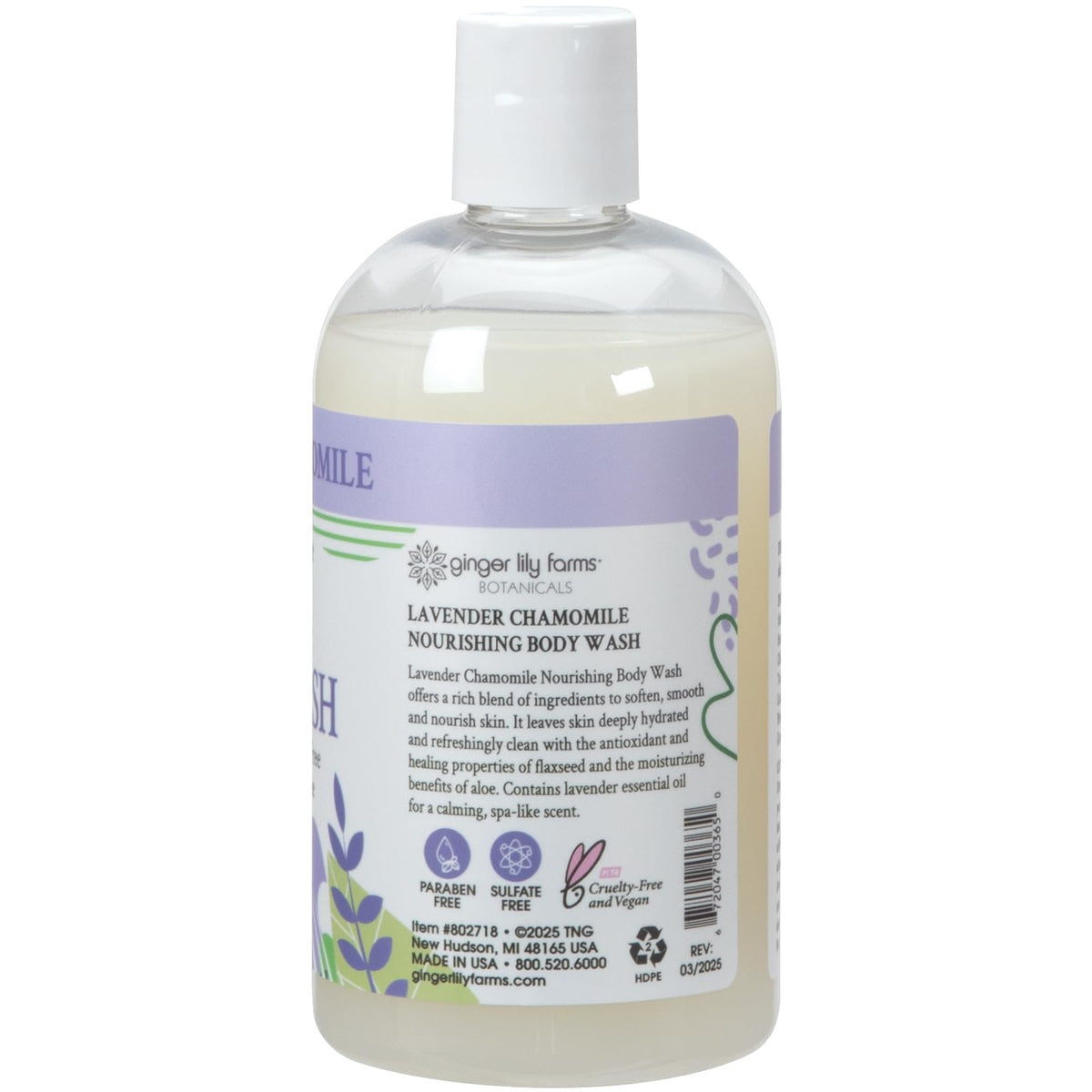 Détails de la texture crémeuse du gel douche Lavande Camomille