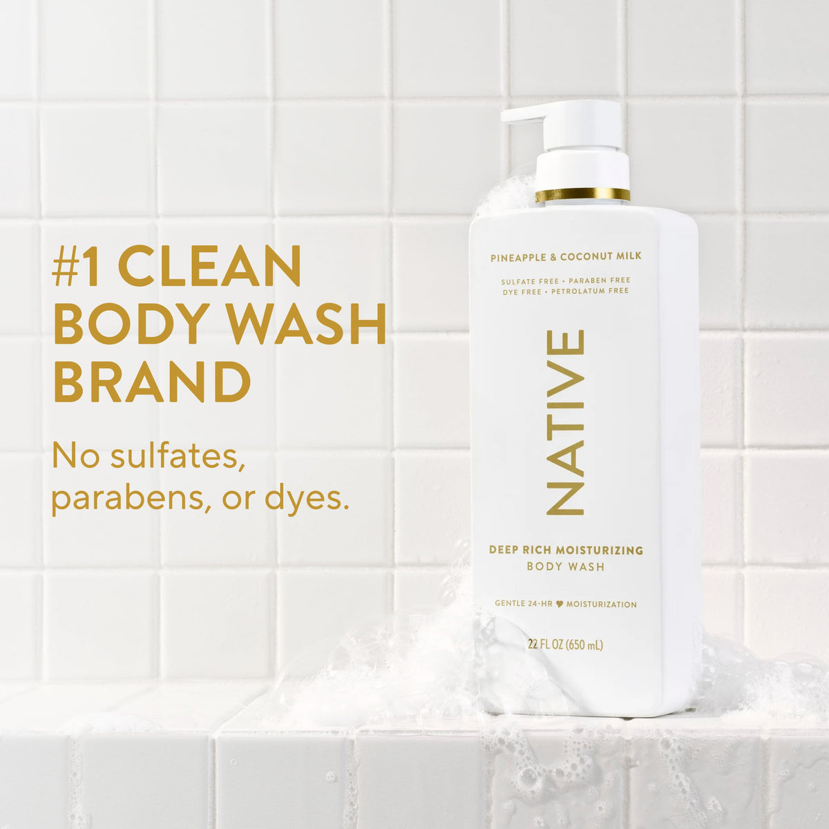 Détails de la texture crémeuse du gel douche Native