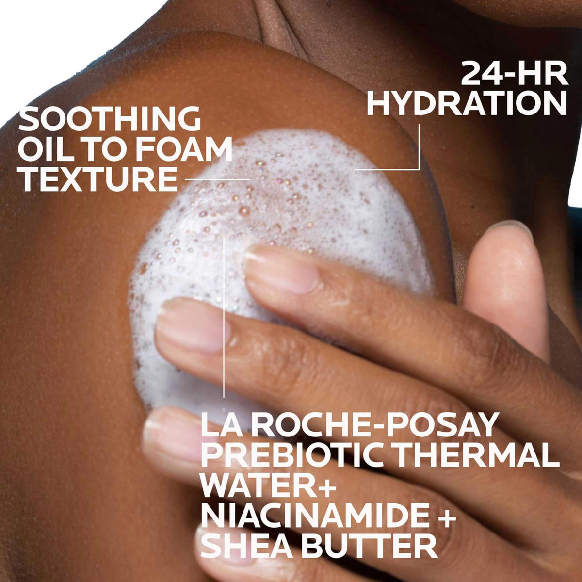 Détails de la texture de l'huile nettoyante La Roche-Posay Lipikar AP+