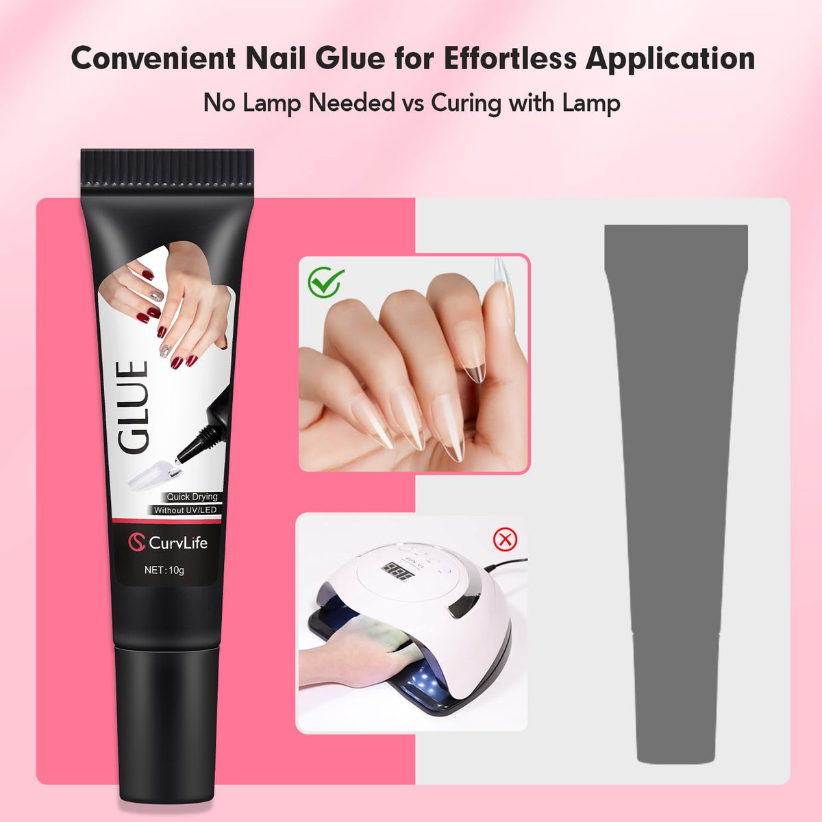 Détails de la texture de la colle à ongles CurvLife