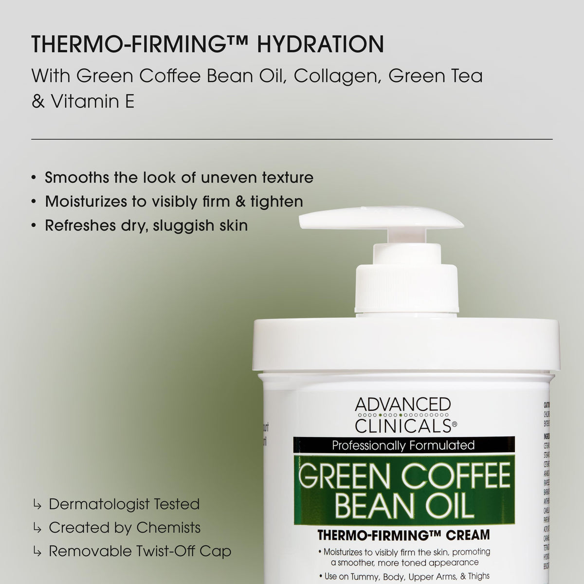 Détails de la texture de la crème corporelle au café vert