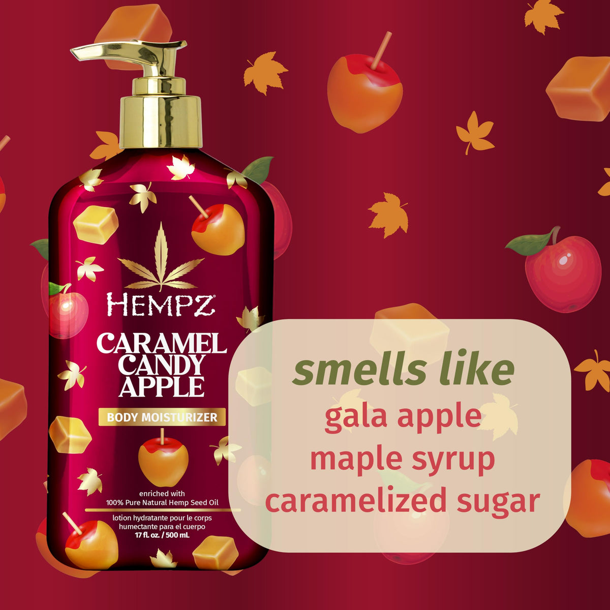 Détails de la texture de la Crème Hydratante Corps Caramel Candy Apple de Hempz