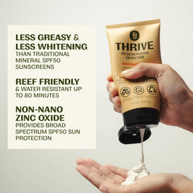 Détails de la texture de la crème solaire Thrive Natural Care
