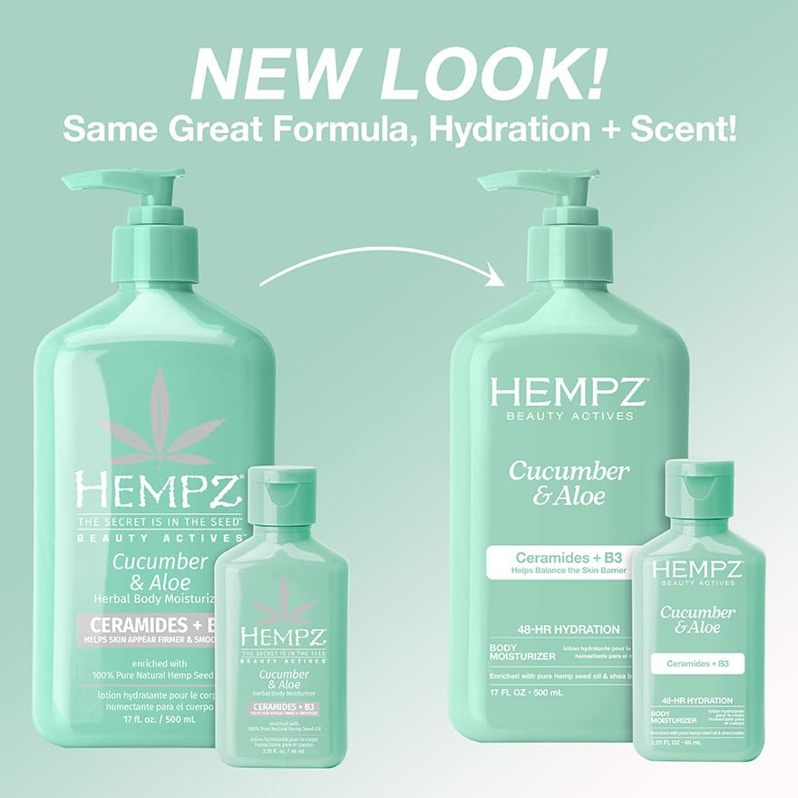 Détails de la texture de la lotion Hempz Concombre & Aloe