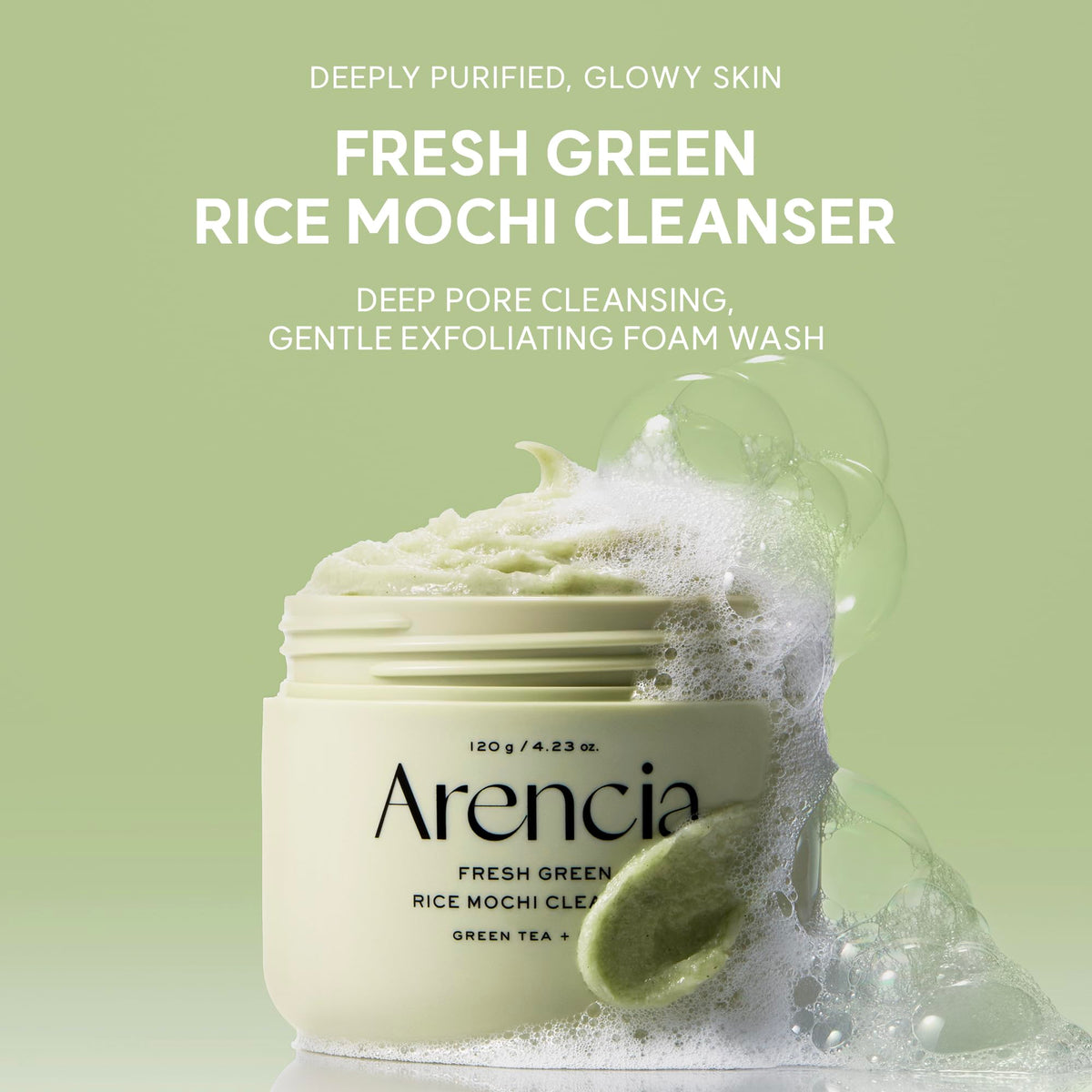 Détails de la texture du nettoyant visage Mochi ARENCIA