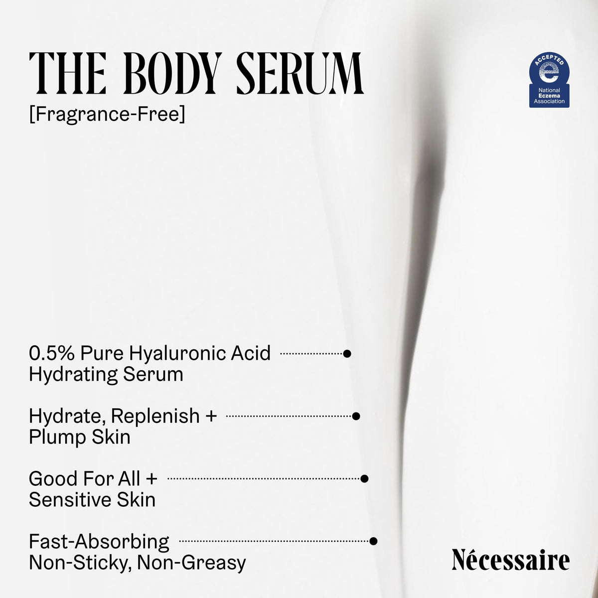 Détails de la texture du sérum corporel Nécessaire
