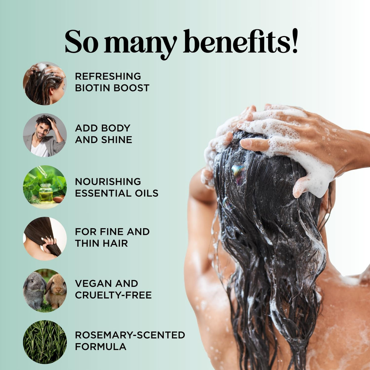 Détails de la texture du shampooing Biotin et Romarin