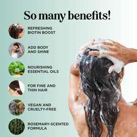 Détails de la texture du shampooing Biotin et Romarin
