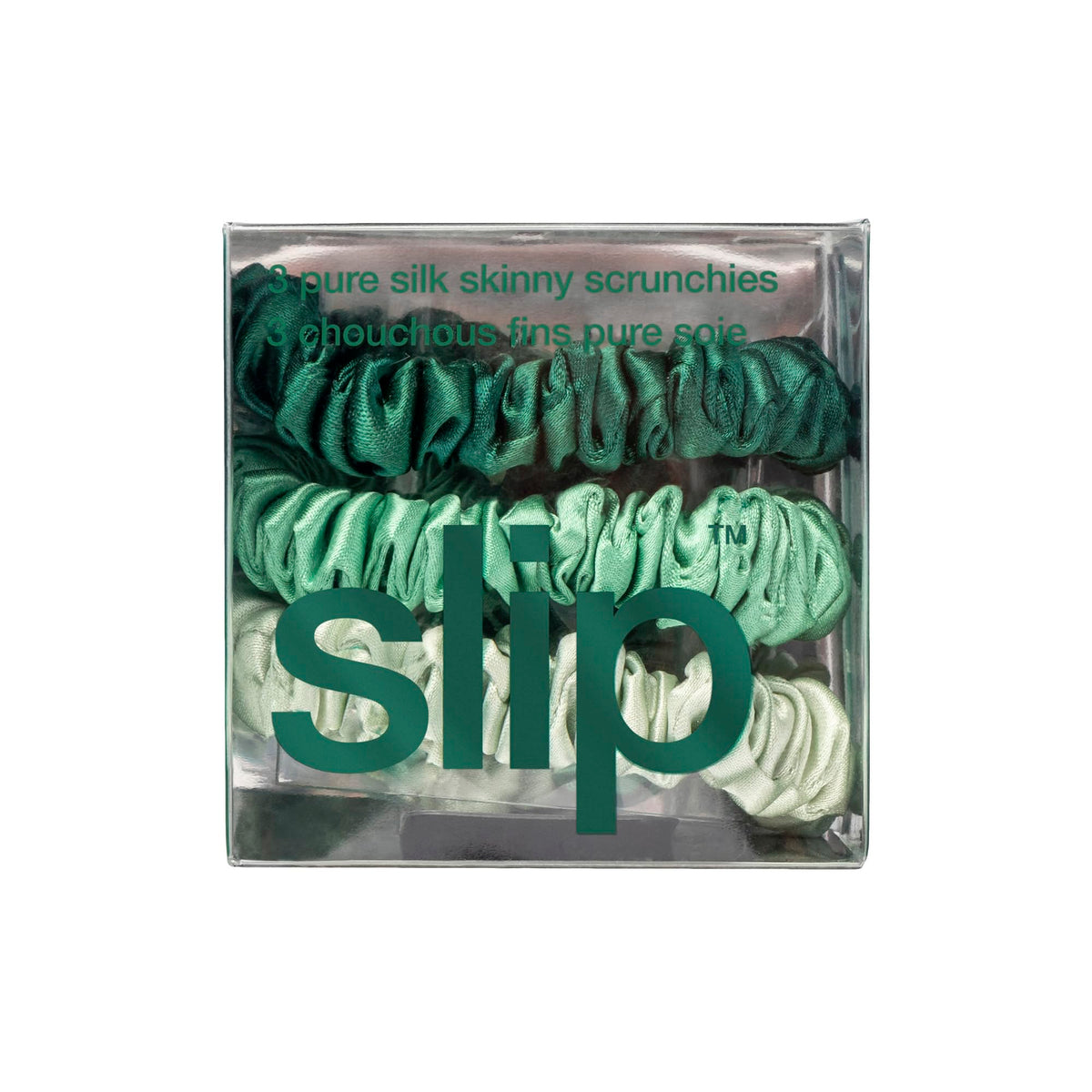 Détails de la texture en soie des scrunchies SLIP
