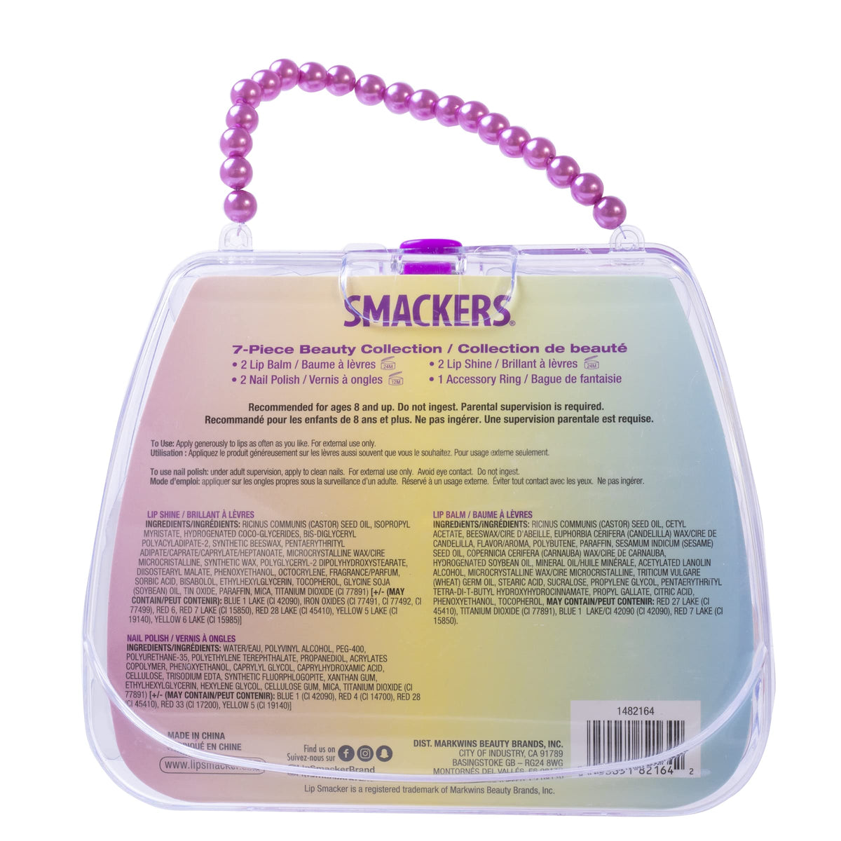 Détails de la trousse Lip Smacker avec accessoires de maquillage