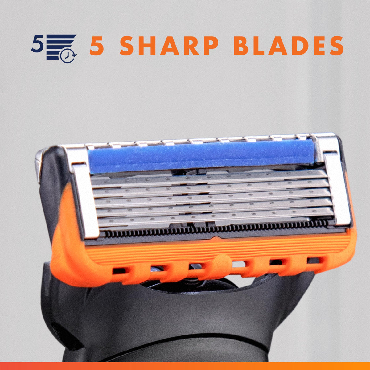 Détails des 5 lames anti-friction du rasoir Gillette