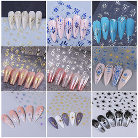 Détails des autocollants Boho pour ongles avec textures métalliques