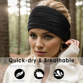 Détails des bandeaux HAUHC, texture douce en coton, couleur noire