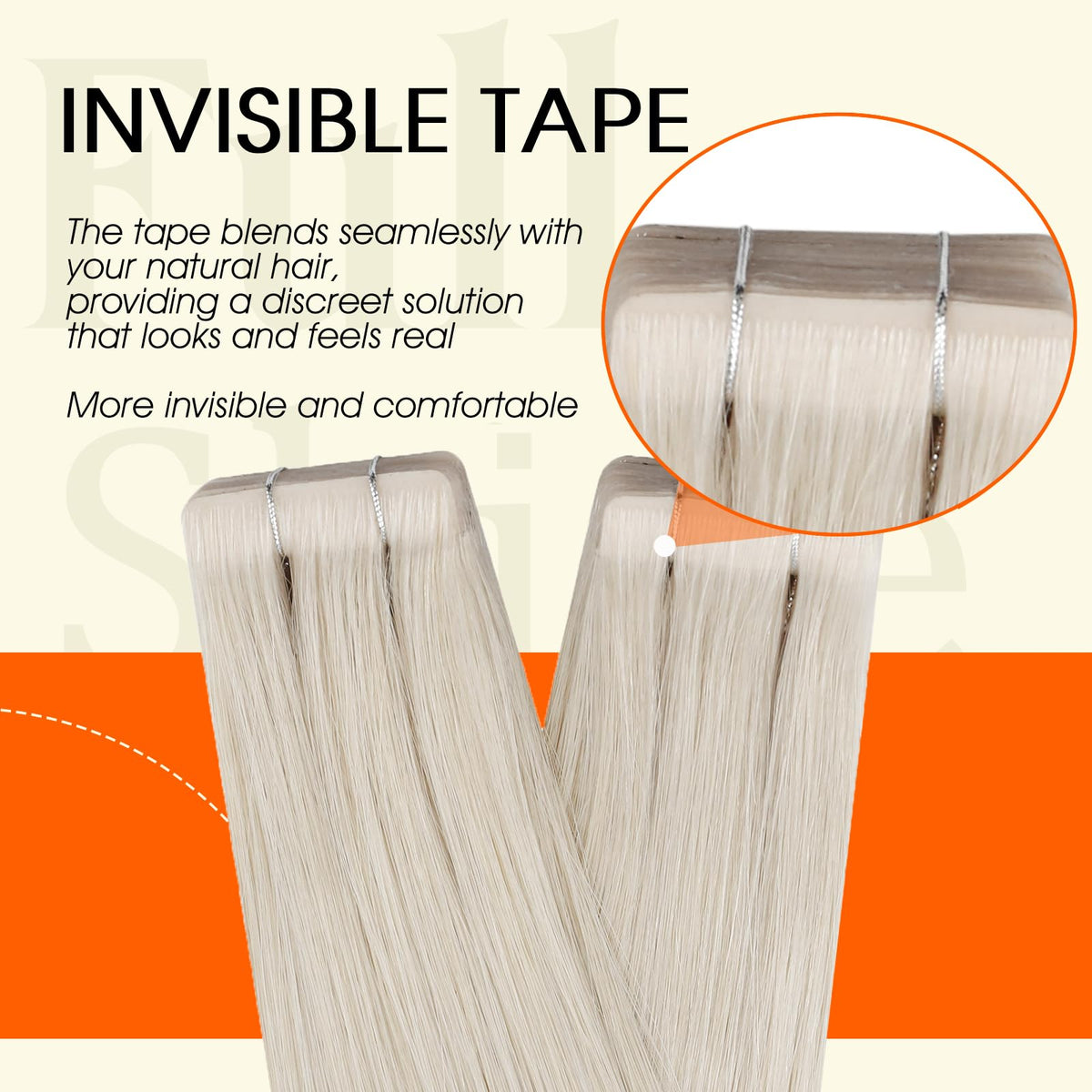 Détails des bandes adhésives des extensions capillaires Full Shine