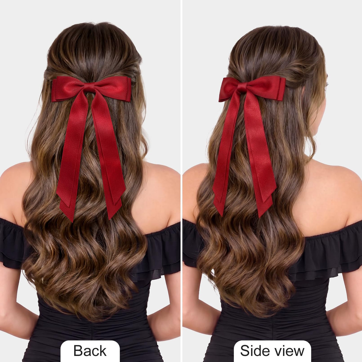 Détails des Bows à Cheveux Satin Rouge Aileam en satin de haute qualité