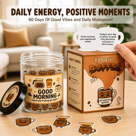 Détails des cartes d'affirmation à l'intérieur du Pot de Café Positif