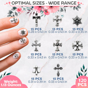 Détails des charms en croix argentés pour nail art