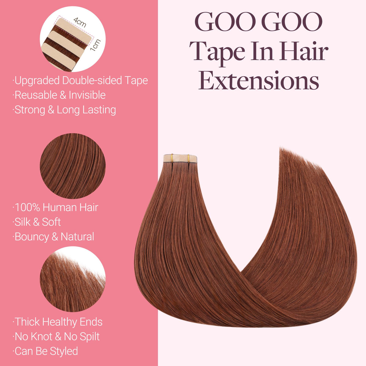 Détails des cheveux Remy des extensions GOO GOO