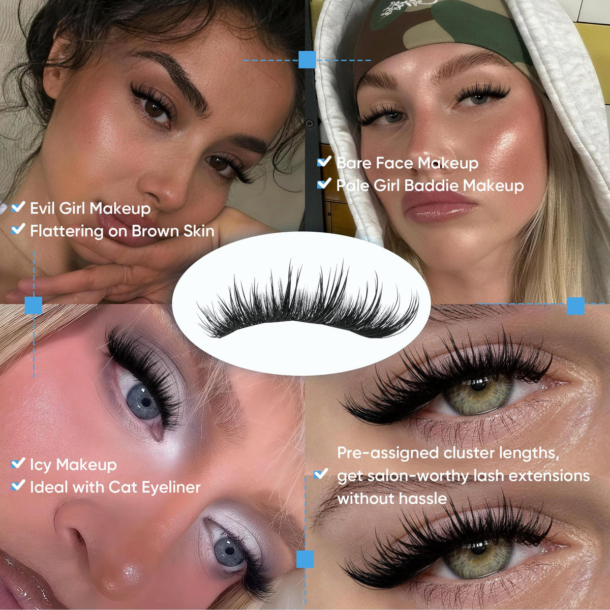 Détails des cils Eefofnn montrant la texture légère et naturelle