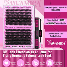 Détails des cils fluffy du kit Yawamica