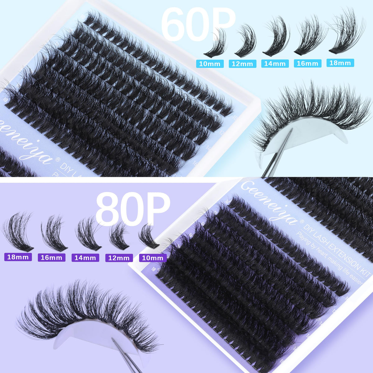 Détails des cils individuels du kit Geeneiya