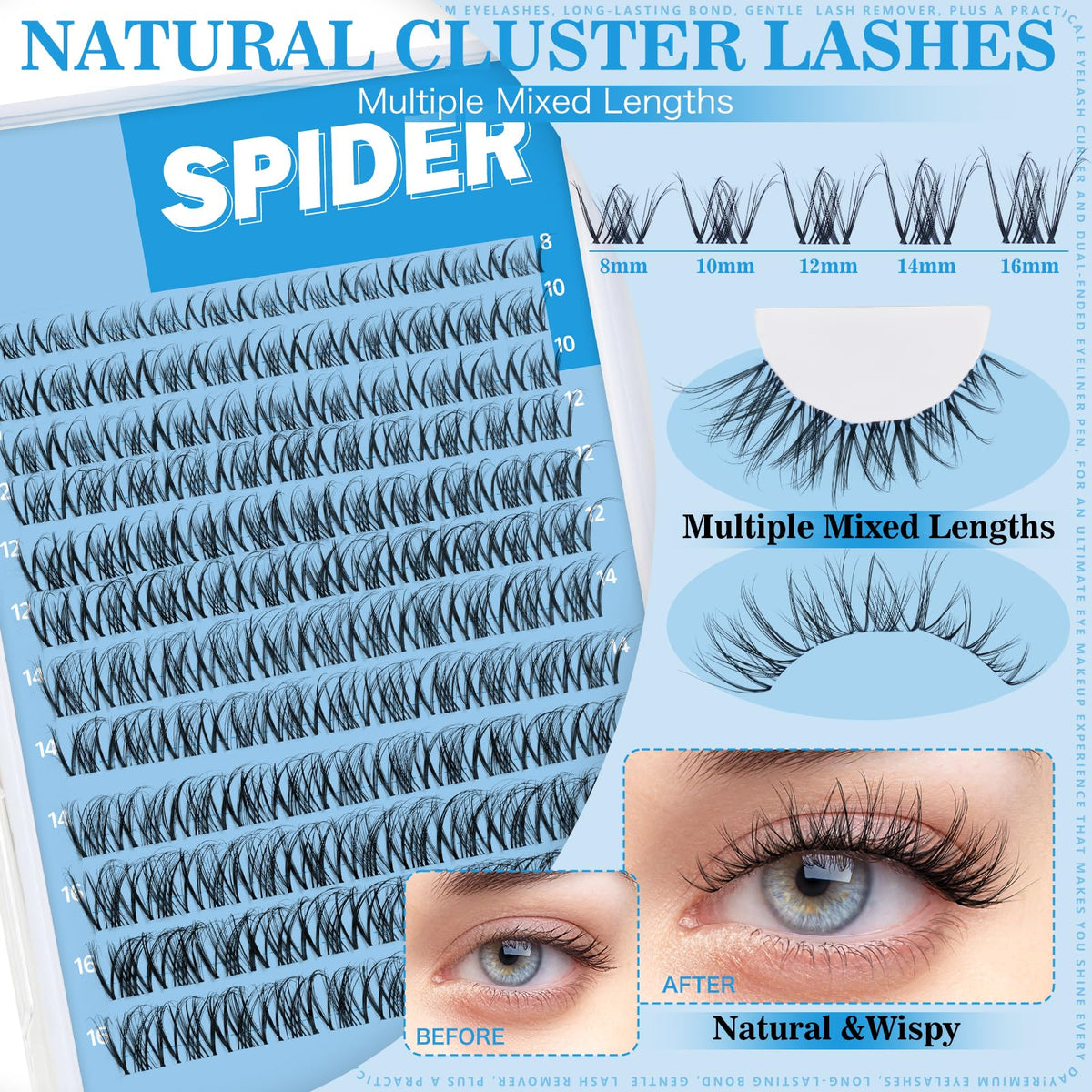 Détails des cils KevKev avec bande transparente