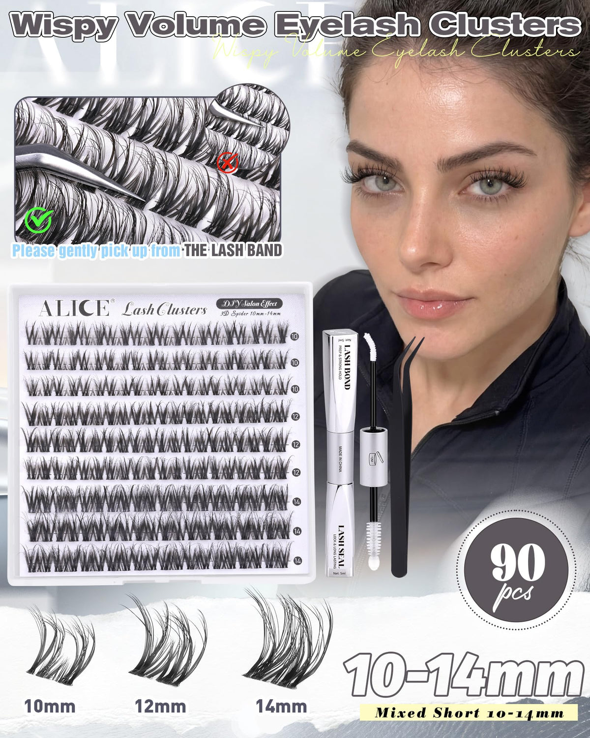 Détails des cils Spider 10-14mm du Kit ALICE