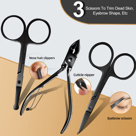 Détails des ciseaux et coupe-ongles de l'ensemble RedFlow
