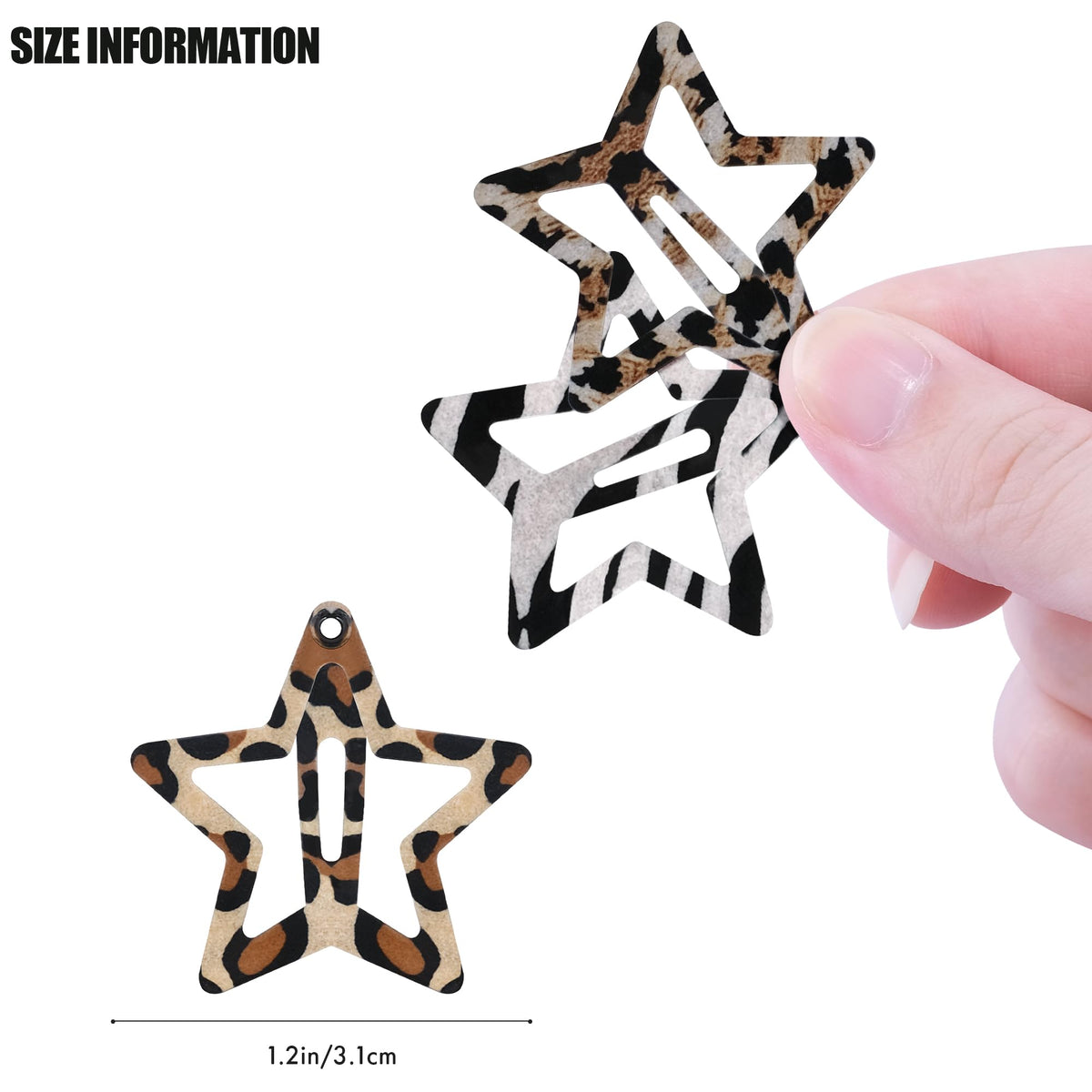 Détails des clips cheveux étoile SAOROPEB avec motif léopard