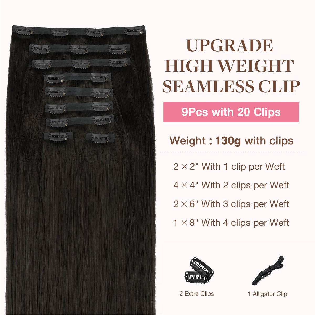 Détails des clips des extensions capillaires GOO GOO