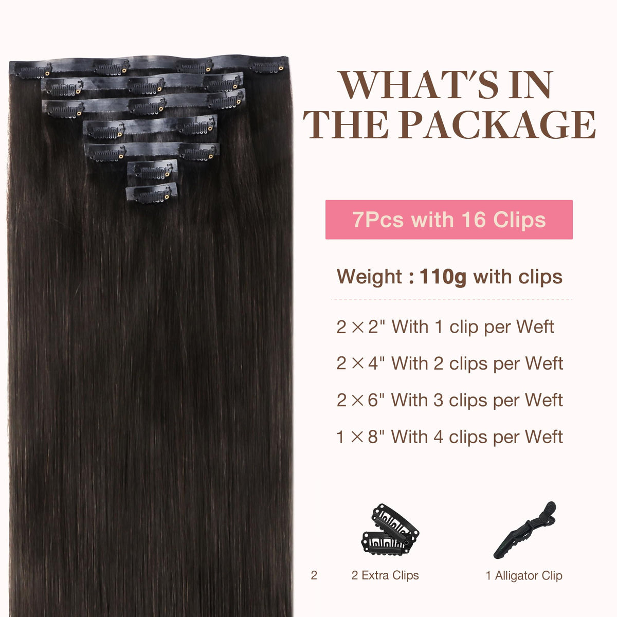 Détails des clips des extensions cheveux GOO GOO
