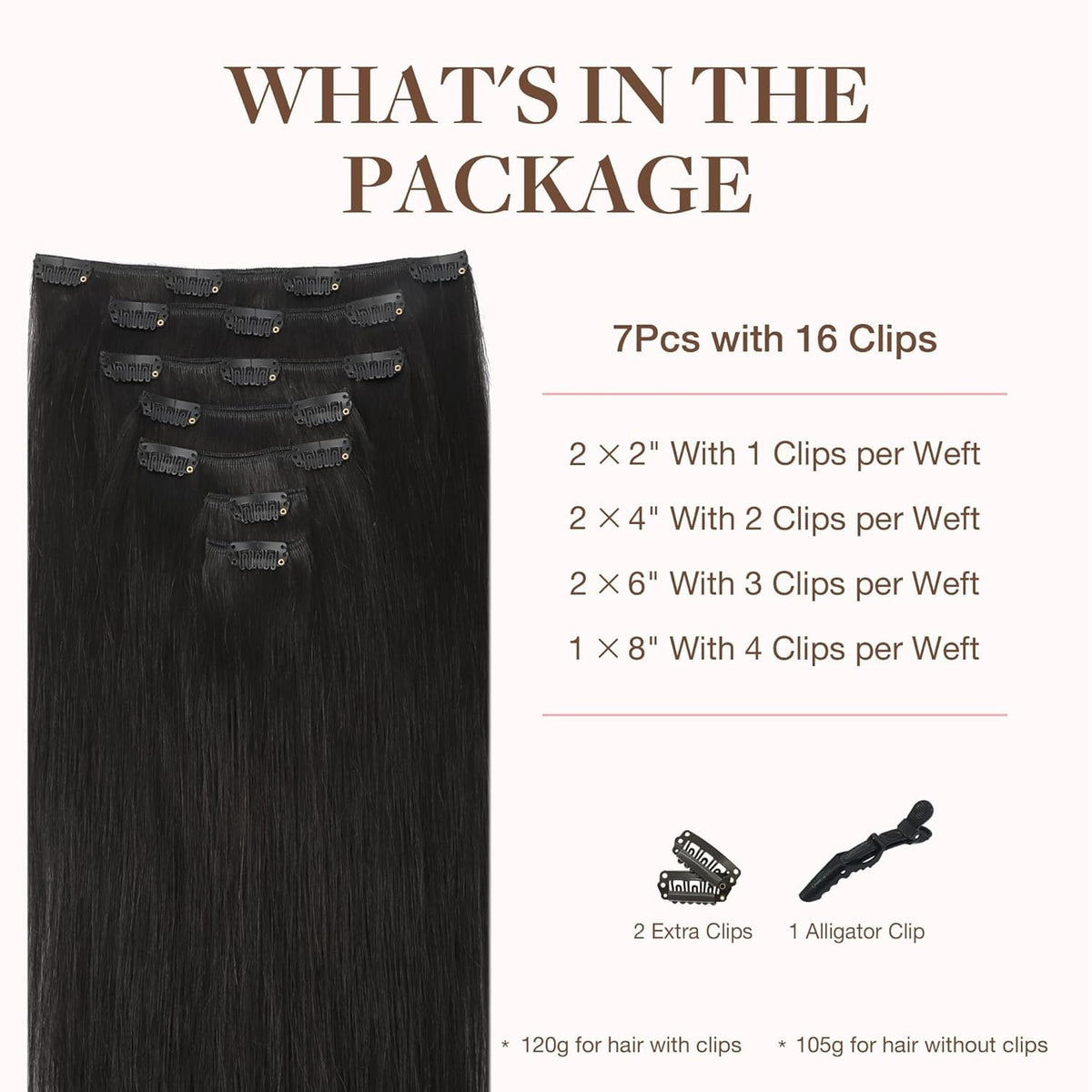 Détails des clips des extensions de cheveux GOO GOO