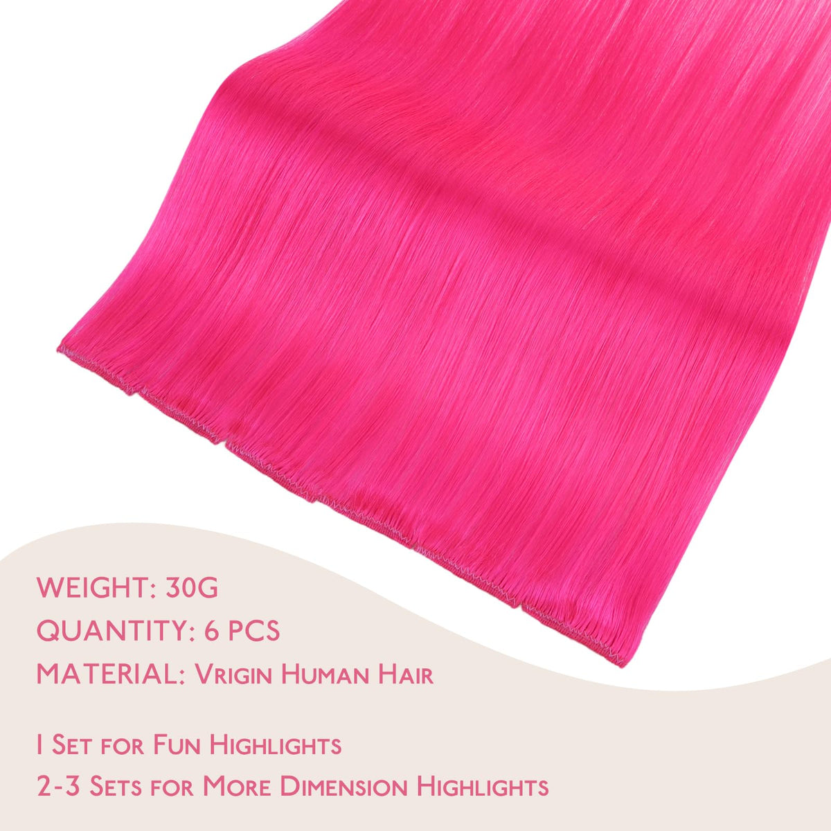 Détails des clips des extensions de cheveux Hot Pink Wennalife