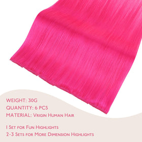 Détails des clips des extensions de cheveux Hot Pink Wennalife