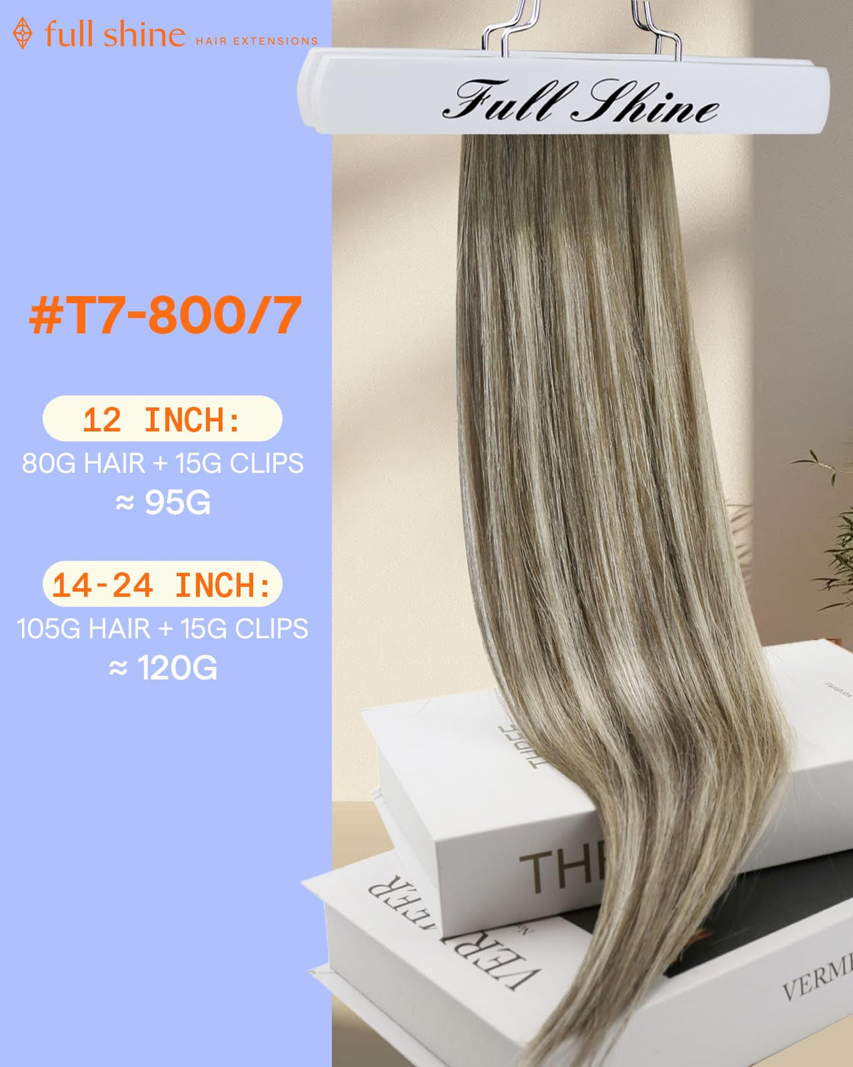 Détails des clips des extensions de cheveux Ombre Full Shine