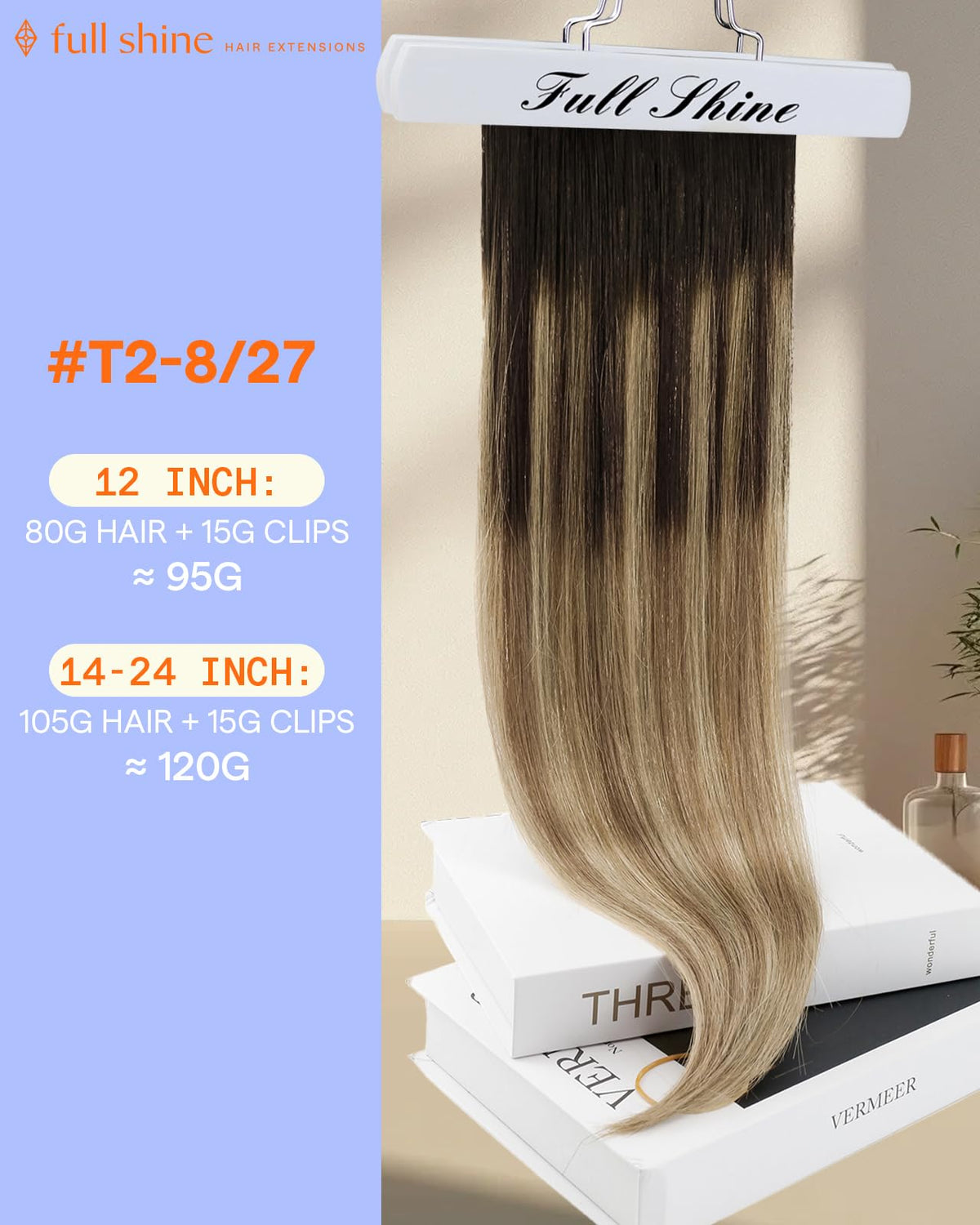 Détails des clips des extensions Full Shine avec rembourrage en caoutchouc