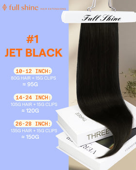 Détails des clips des extensions Full Shine cheveux noirs