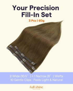 Détails des clips des extensions Full Shine, couleur marron