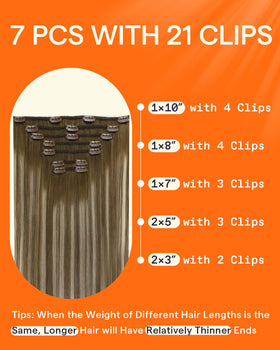 Détails des clips des extensions Full Shine, montrant la couture renforcée